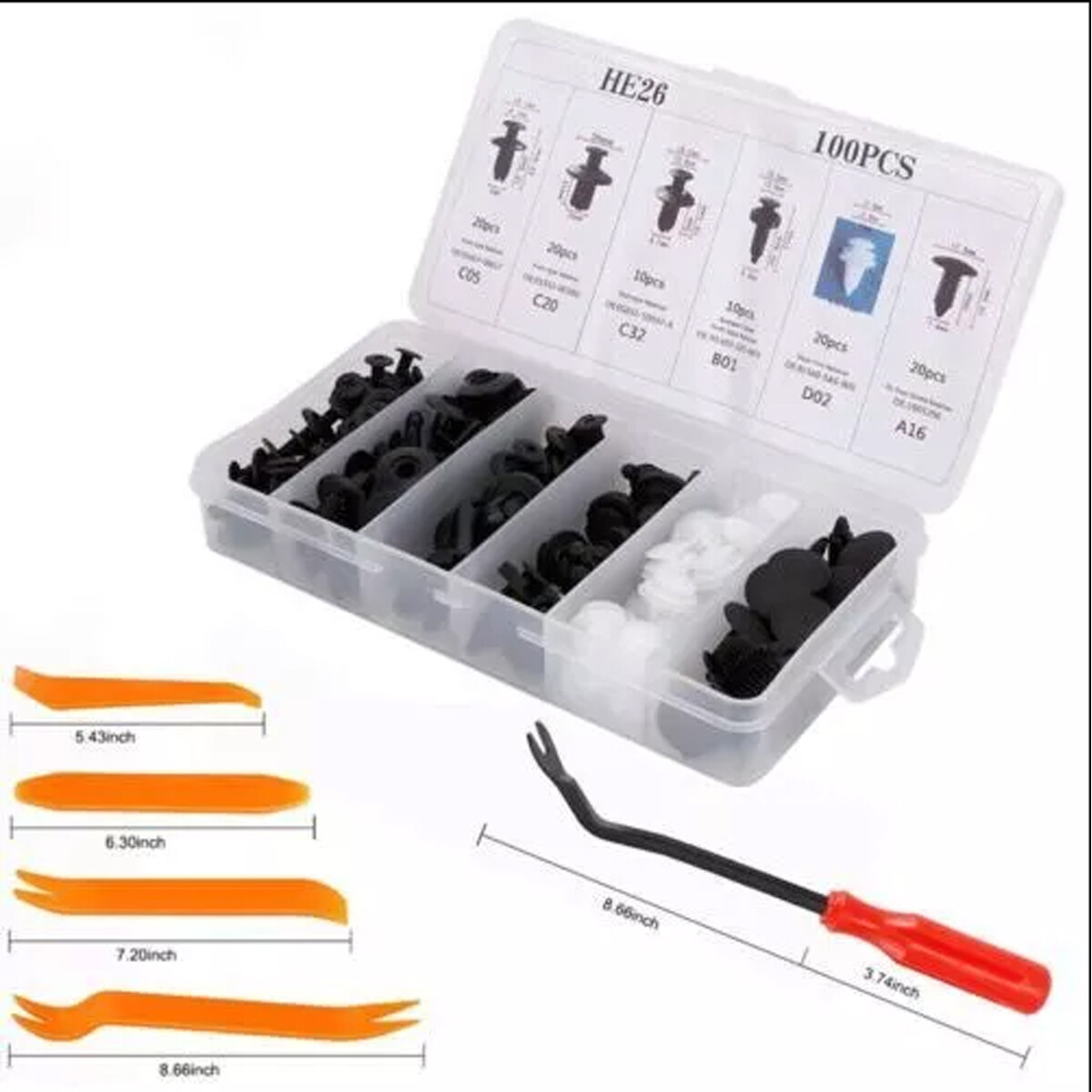 100pcs Plastic Trim Removal Pry Tool Set for Car Radio Panel Door Dash Clip Kits