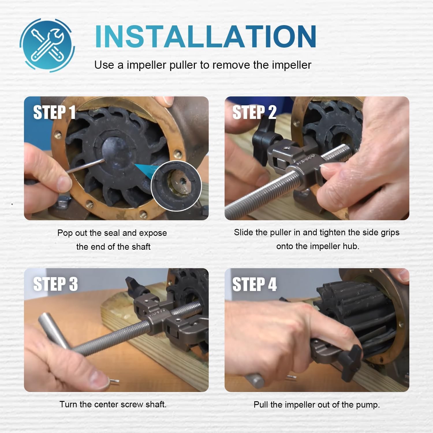 Impeller Puller Removal for Impellers 2-1/4″ to 2-9/16″ Jabsco Pump 660040-1
