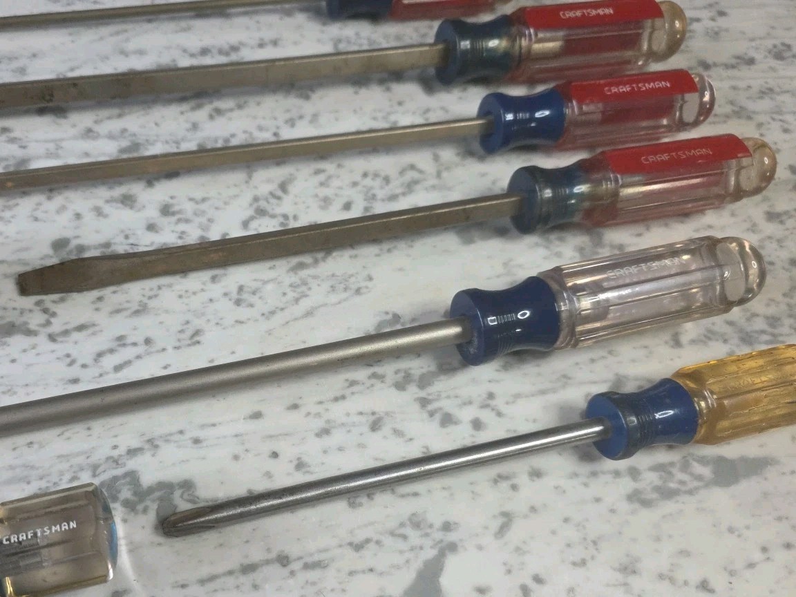 Vintage Craftsman Lot Of 8 Phillips & Slotted Flat Head Screwdriver Set USA