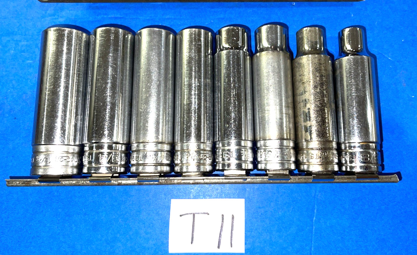 SNAP-ON TOOLS 13 PIECE 1/2 DRIVE SAE. DEEP CHROME SOCKET SET 6 POINT 313TSYA