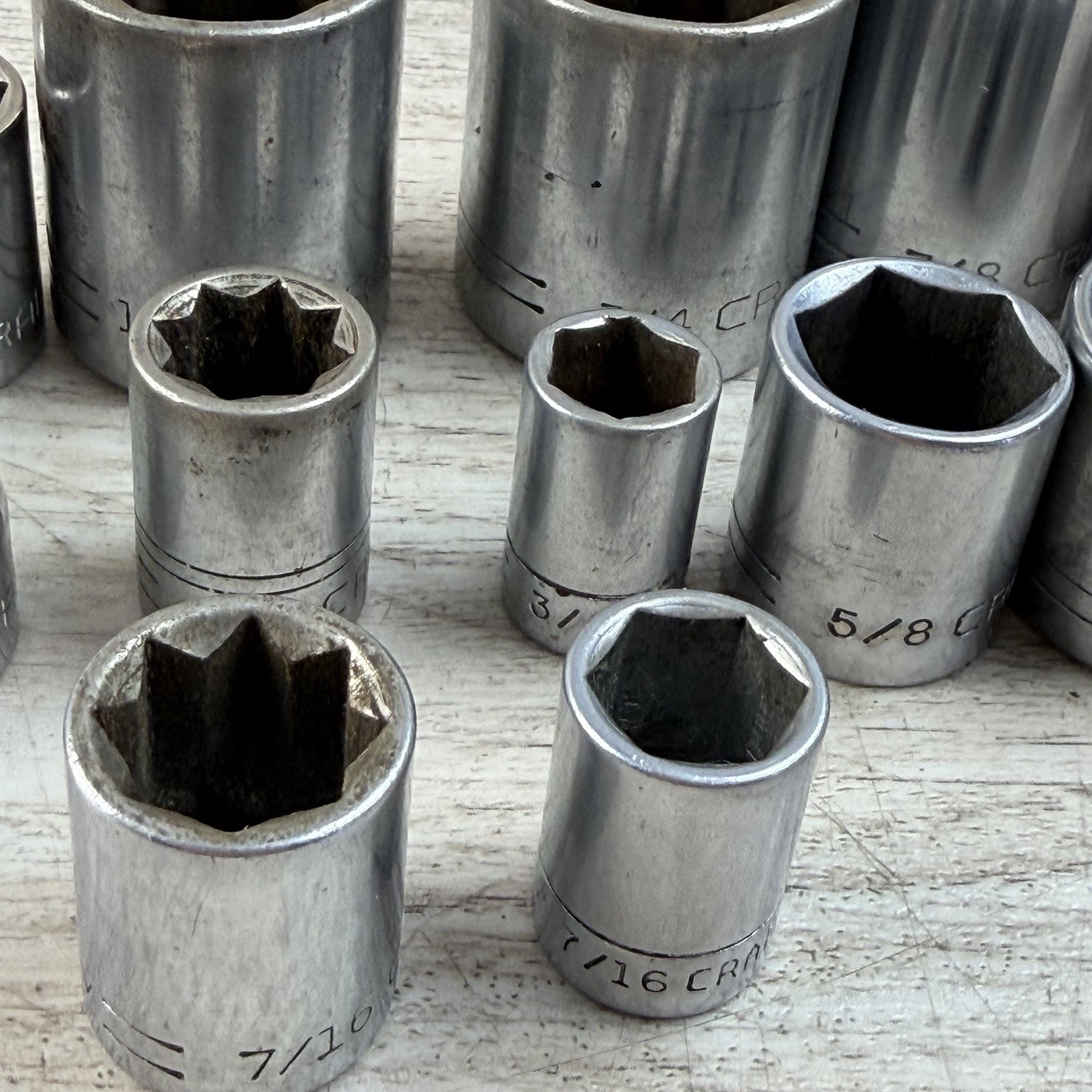 17 Pieces Craftsman SAE =V= Flying V USA Socket Lot + Extension