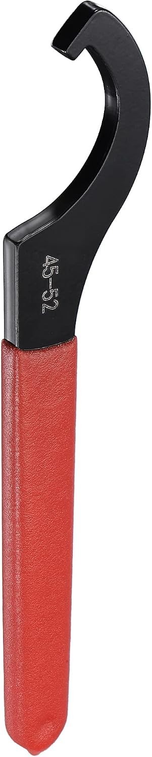 C Hook Spanner Wrench, 45-52mm Round Nut, 7.09 In, Red Handle, Black Oxidized