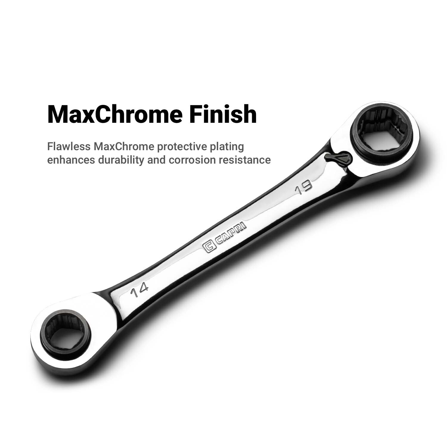 Capri Tools 4-in-1 120-Tooth Box End Ratcheting Wrench, Metric & SAE Sizes
