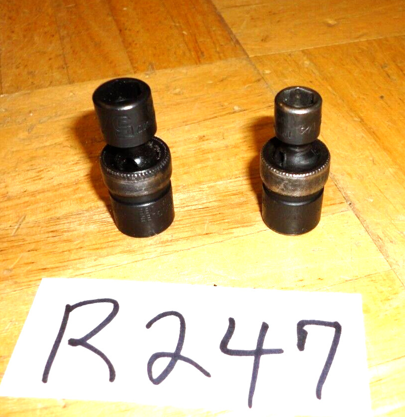 SNAP-ON TOOLS 2 PIECE 1/4 DRIVE SWIVEL IMPACT SOCKETS 1 USED 1/4 AND 1 NEW 5/16