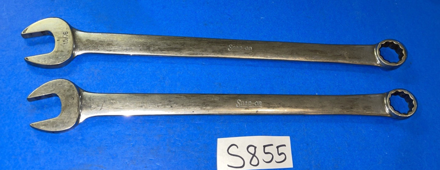 SNAP-ON TOOLS 2 PIECE SAE. EXTRA LONG COMBINATION WRENCHES 7/8 & 15/16