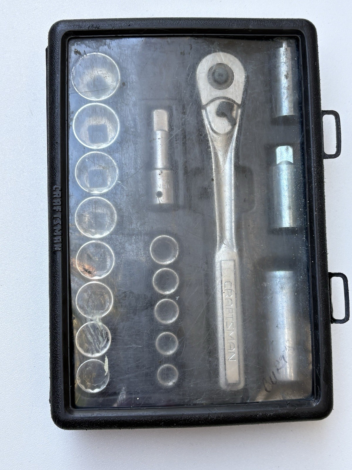 18pcs Vintage Craftsman 1/2” Ratchet ,Socket Set, 1w/ Spark Plug Sockets & Case