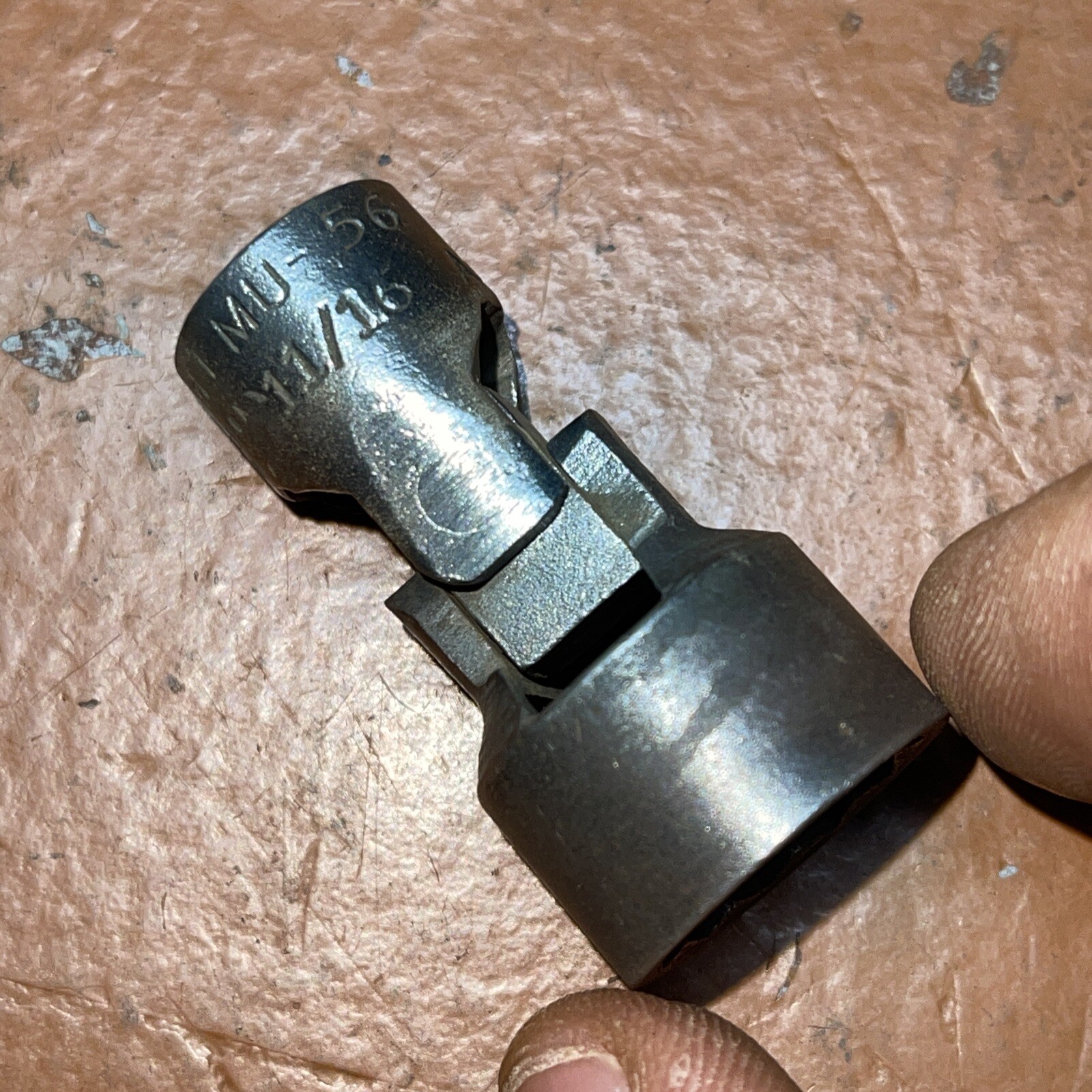Vintage Wright USA MU56 11/16 In SAE 3/8 drive 12 Point Swivel Wobble socket