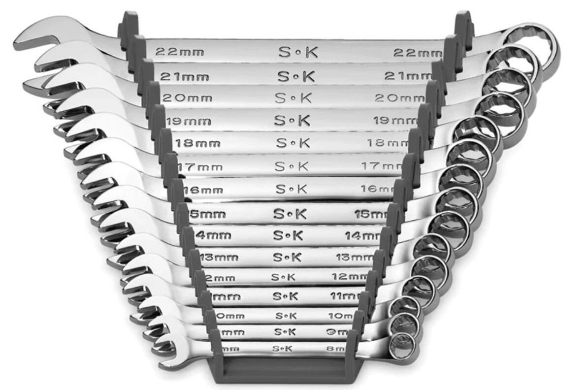 SK U.S.A. #86265 – 15PC 12-POINT METRIC LONG COMBINATION WRENCH SET 8MM-22MM