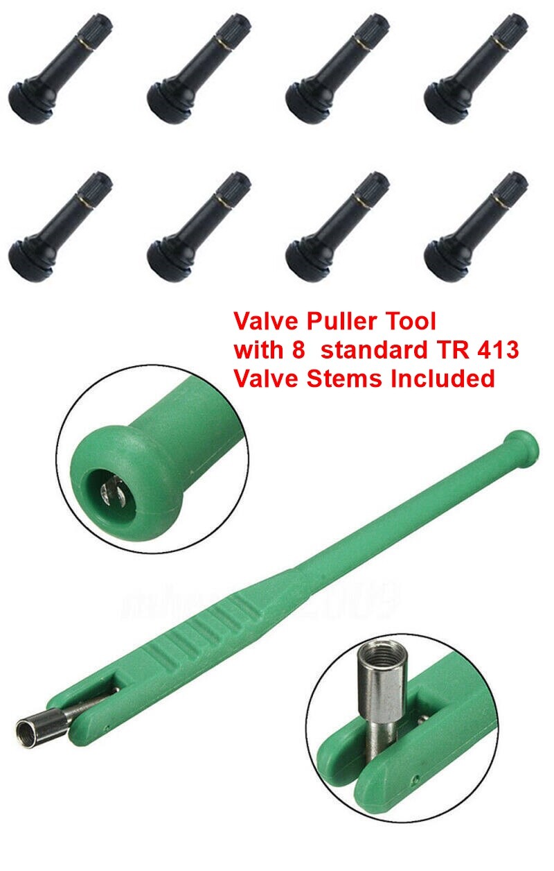 Tire Valve Stem Insertion / Removal /Core Tool AND 8 Free TR413 Valve Stems