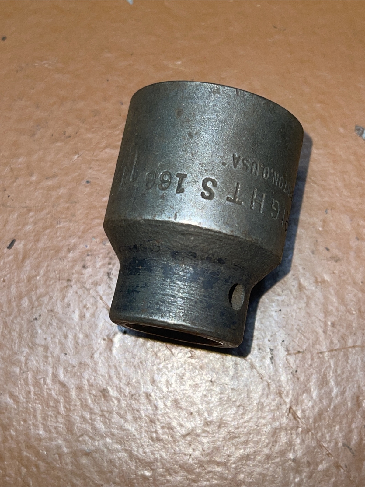 Wright USA S186 1 1/8 In SAE 1/2 Drive 12 Point Impact Socket Vintage 1-1/8