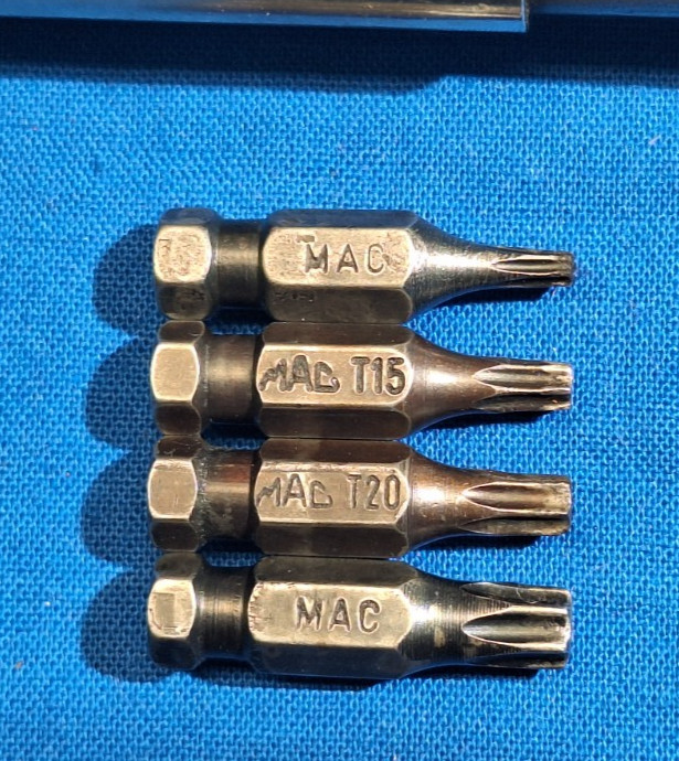 Mac Tools USA Magnetic Bit Driver Screwdriver Red PM86TA With 4 MAC Torx Bits