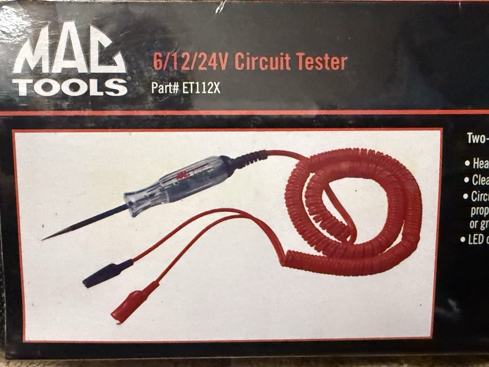Mac Tools ET112X 6V 12V 24V Circuit Tester Automotive Electrical Test Light