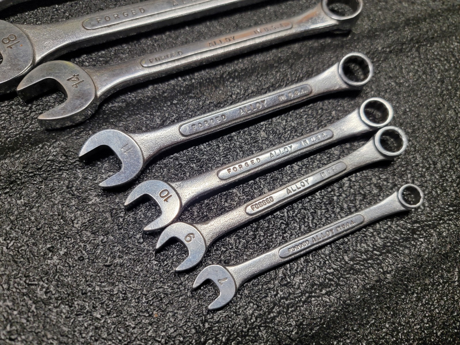 S-K Tools USA Combination Metric Wrench Set 7mm 9mm 10mm 11mm 14mm 18mm 19mm SK
