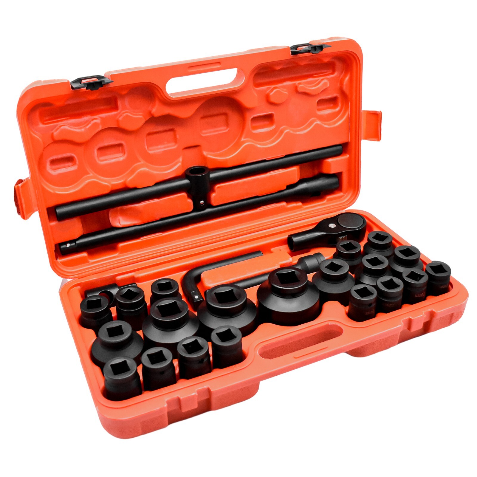 26Pcs Impact Socket Set 3/4″ Drive Deep Metric Cr-Mo Extension Bar Sliding T-Bar