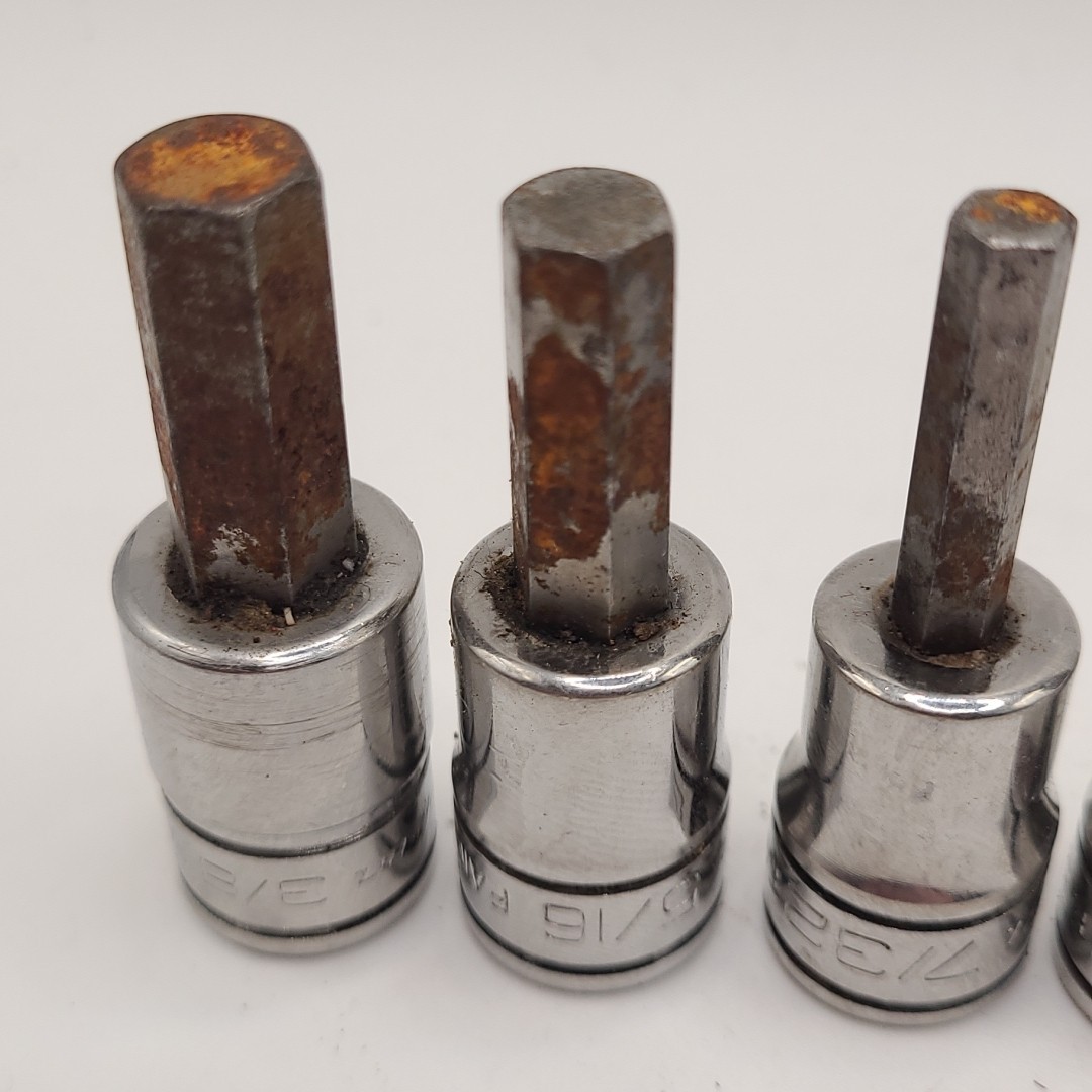 Snap-On 5pc Hex Socket Set 3/8″ Drive Fa4e Fa5e Fa7e Fa10e Fa12e SAE Standard