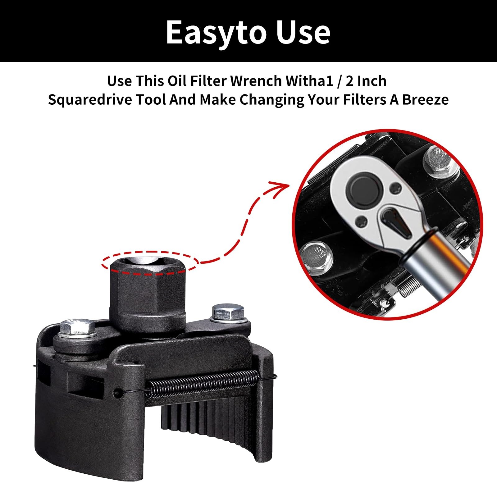 Wbshyy Oil Filter Wrench Removal Tool Adjustable Use for 2.36 inch to Black