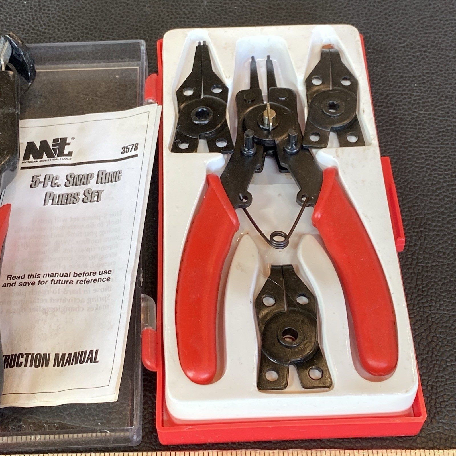 Mit 5 PC Tip Snap Ring Pliers & Spring Loaded Hog Ring Pliers Kit Set Lot Tools