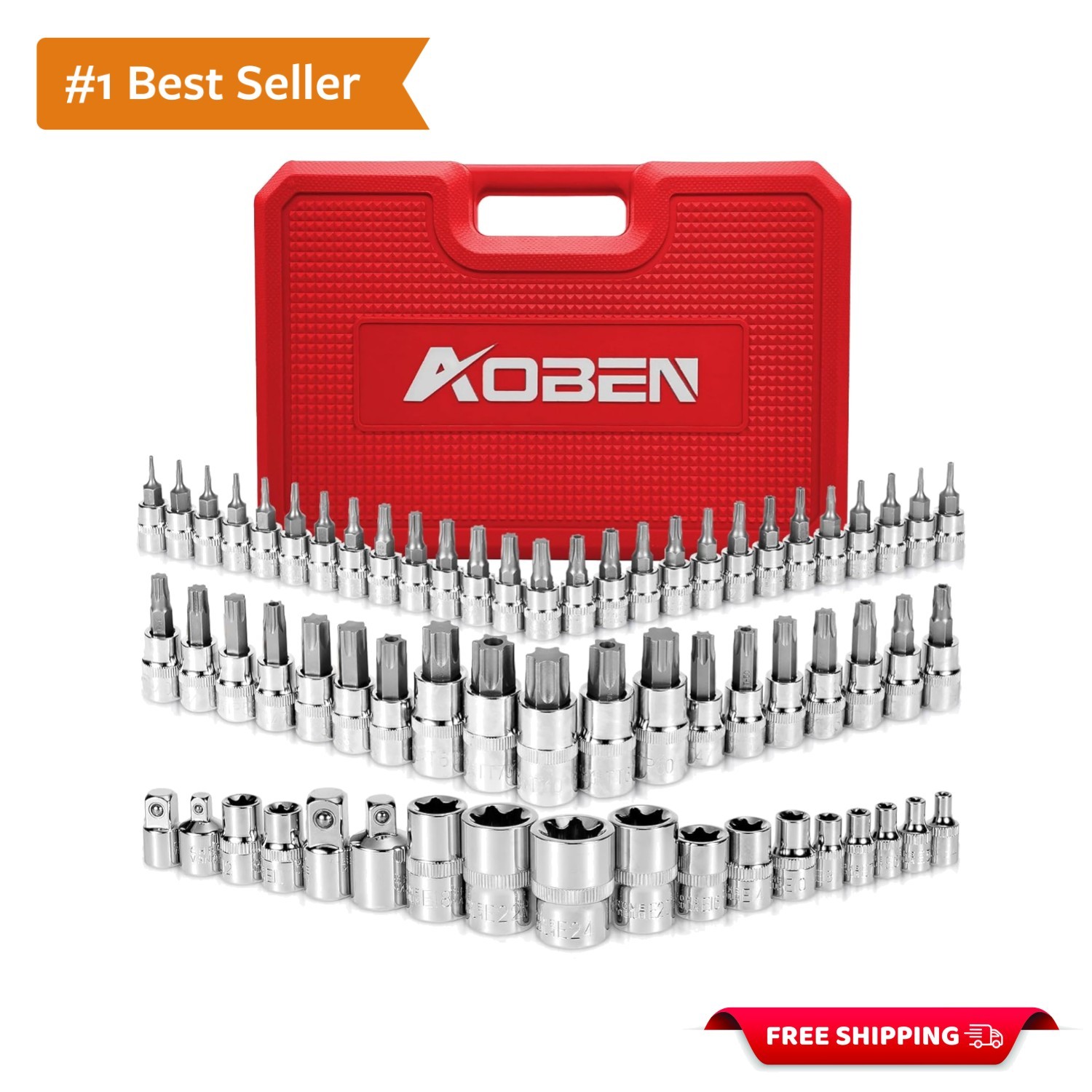 64Pcs Master Torx Bit Socket and External Torx Socket Set, 1/4, 3/8, 1/2-inch…