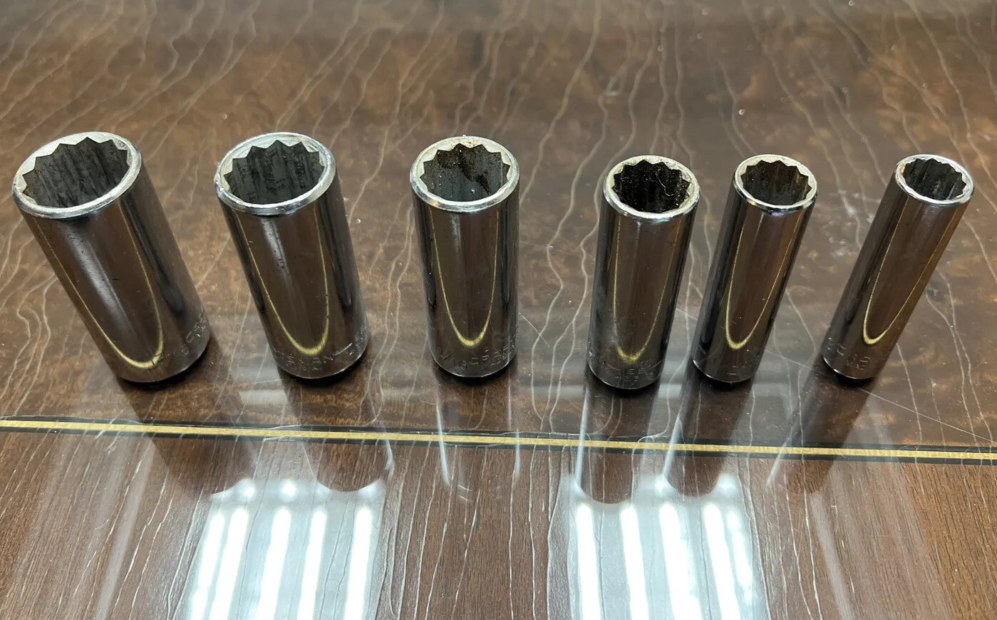 Craftsman -EE- Series 3/8” Deep Well Lot Of Chrome SAE Sockets Made in USA