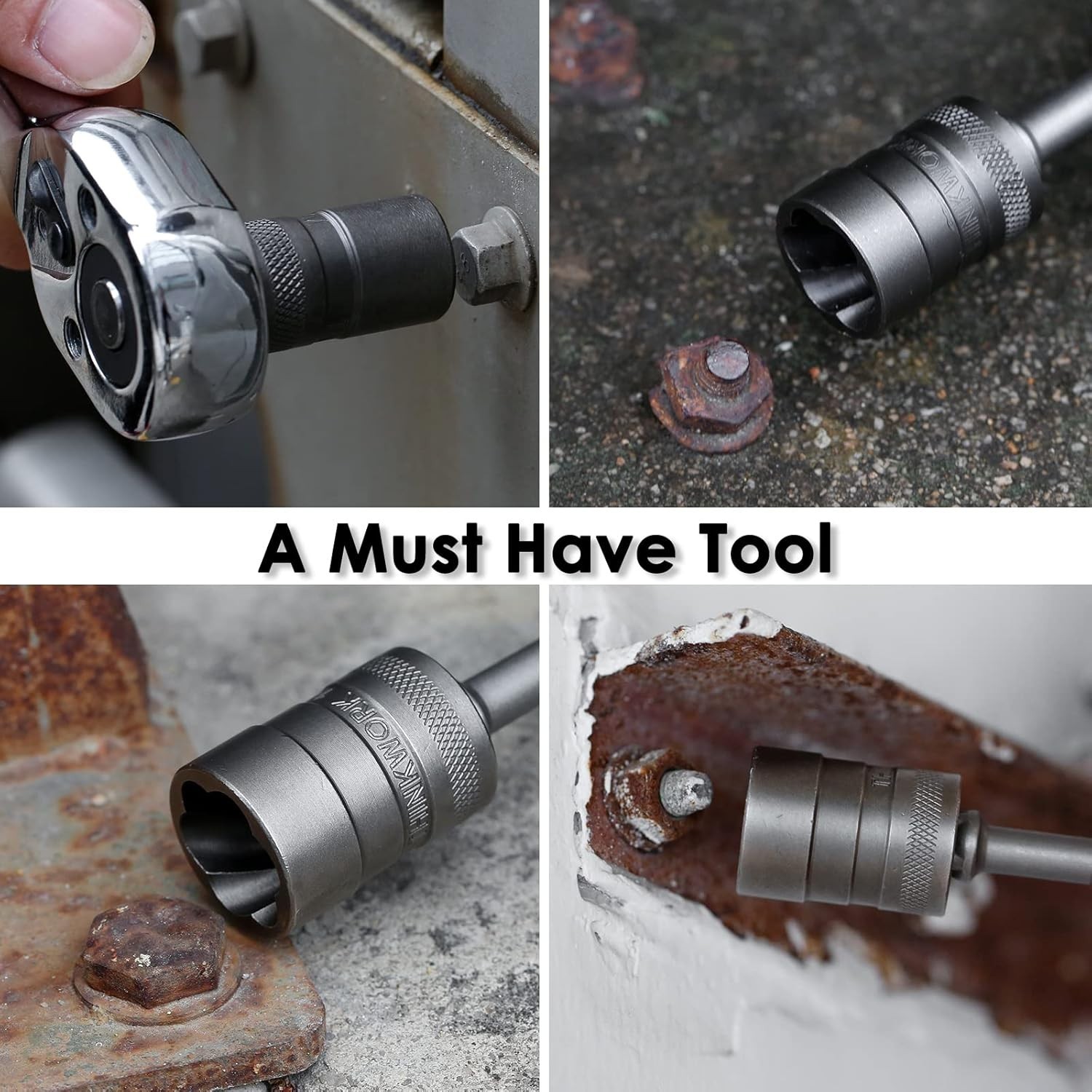 Bolt Extractor Kit, 32-Piece Nut Extractor Socket Set, 1/4″ & 3/8″ Drive Roun…