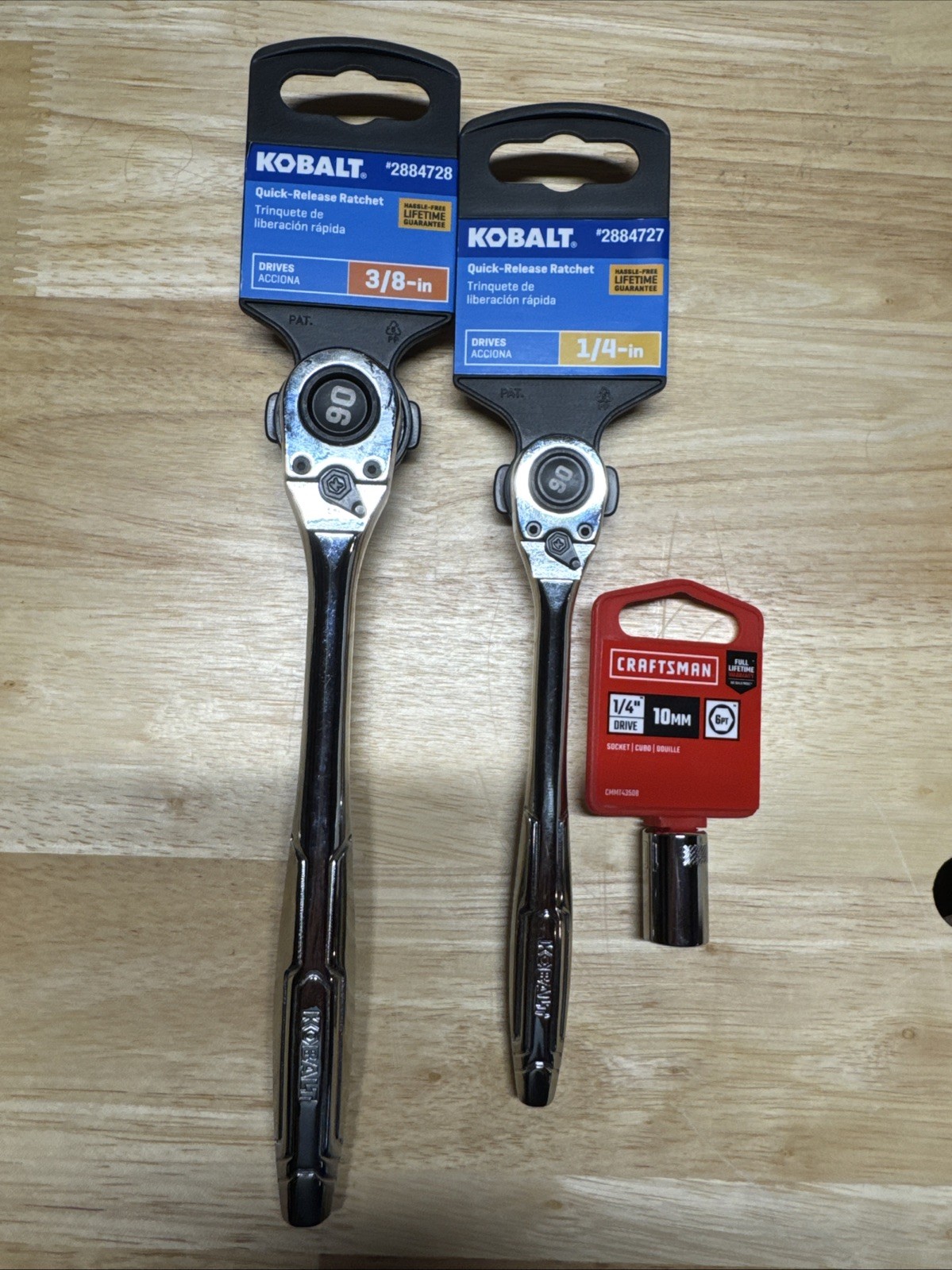 NEW Kobalt Ratchet Set 1/4 & 3/8 – Free 1/4” 10mm Socket – NICE Ratchets