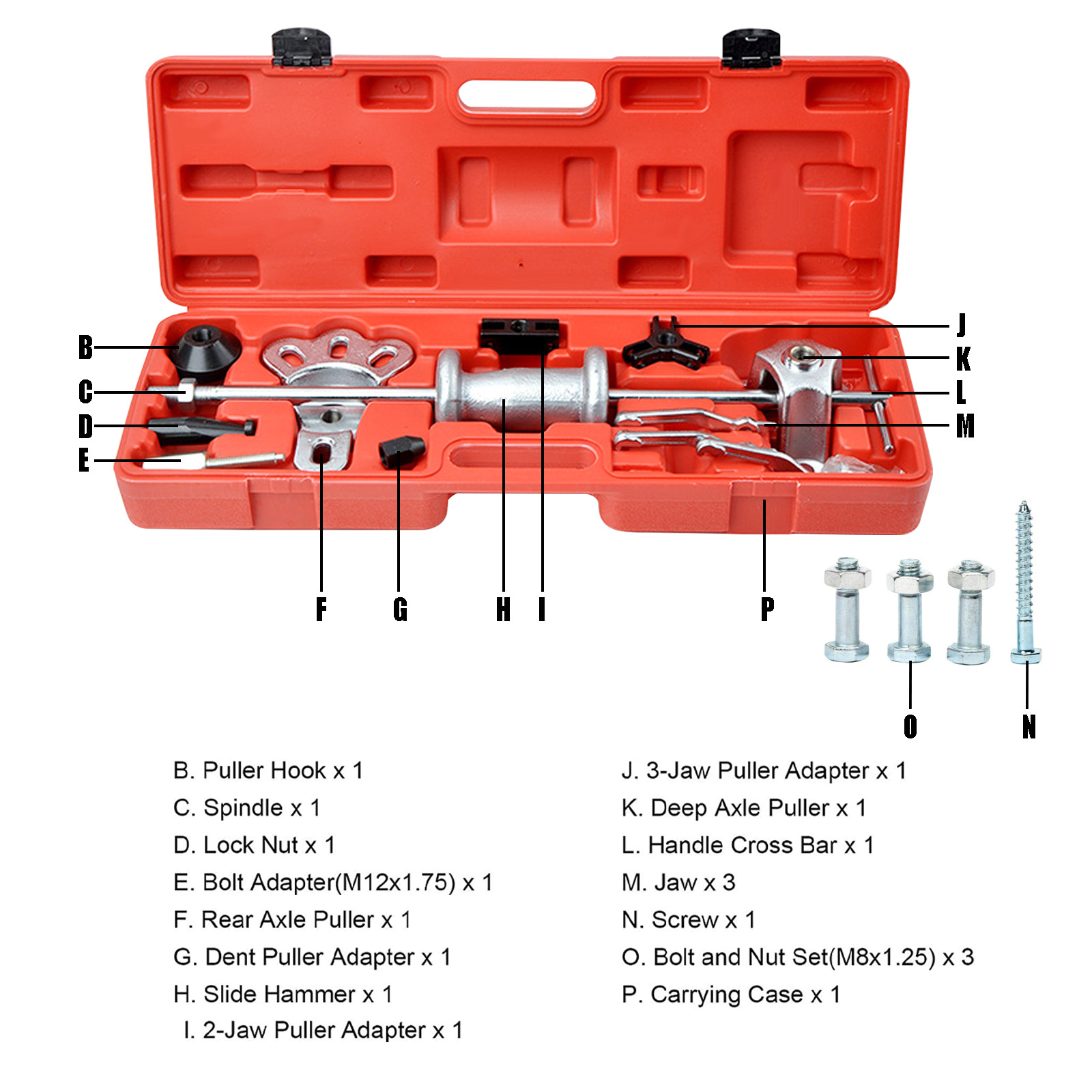 17pc Wheel Puller 5lb Slide Hammer Internal External Puller Hub Dent US Stock