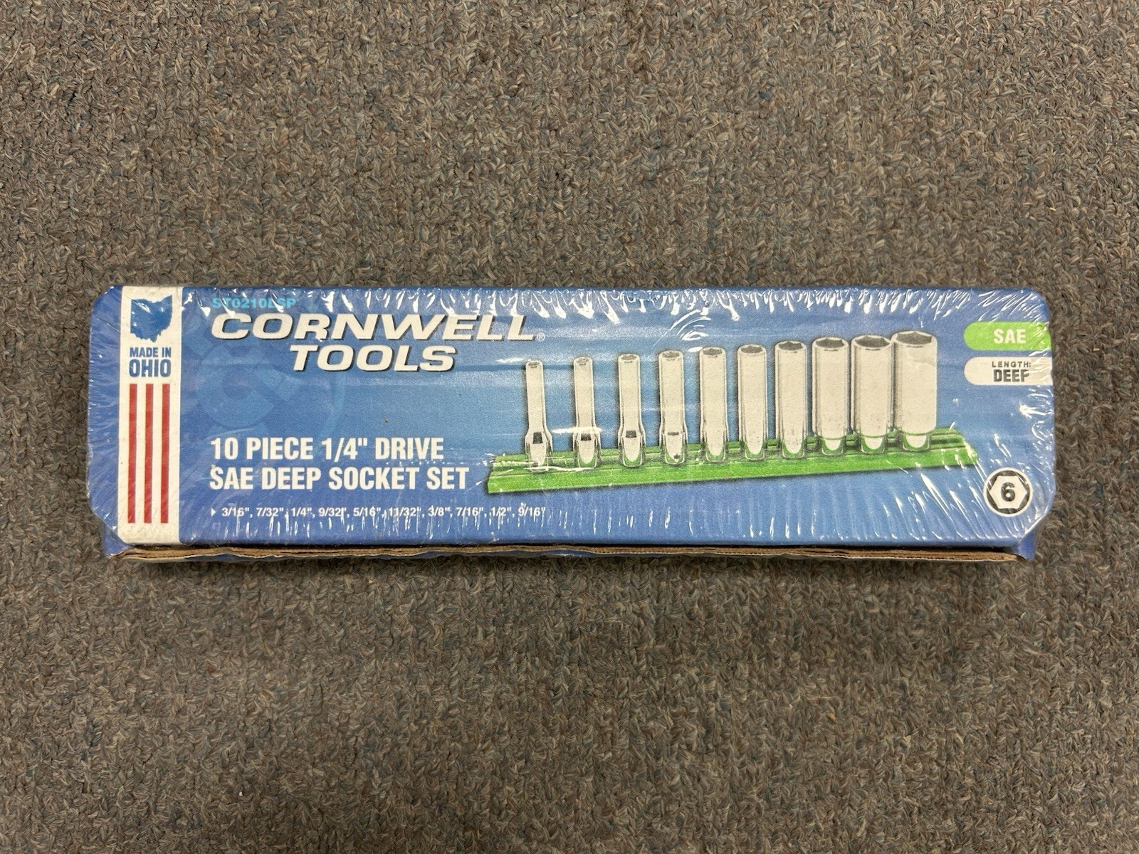 Cornwell USA ST0210LSP 1/4” Drive SAE Deep Socket Set 6pt