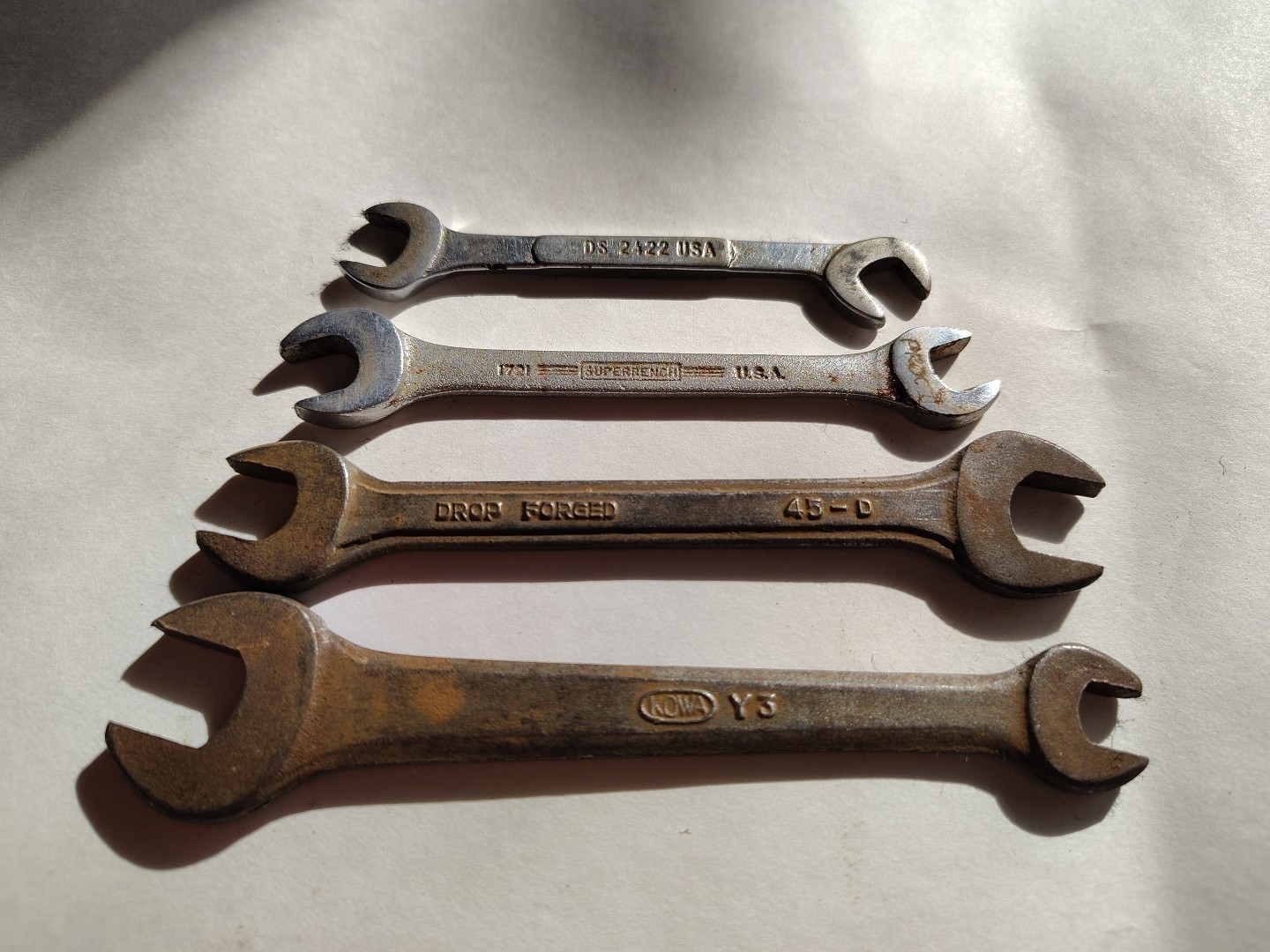 Lot Of 4 Double Open Ended Wrenches/Spanners. Snap-On, Williams, Honda Motors