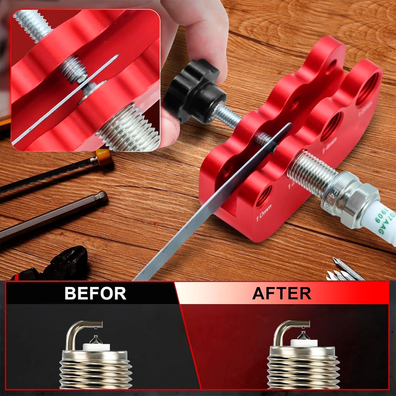 Universal Spark Plug Gap Tool Set with Feeler Gauge for 10mm 12mm 14mm 16mm Plug