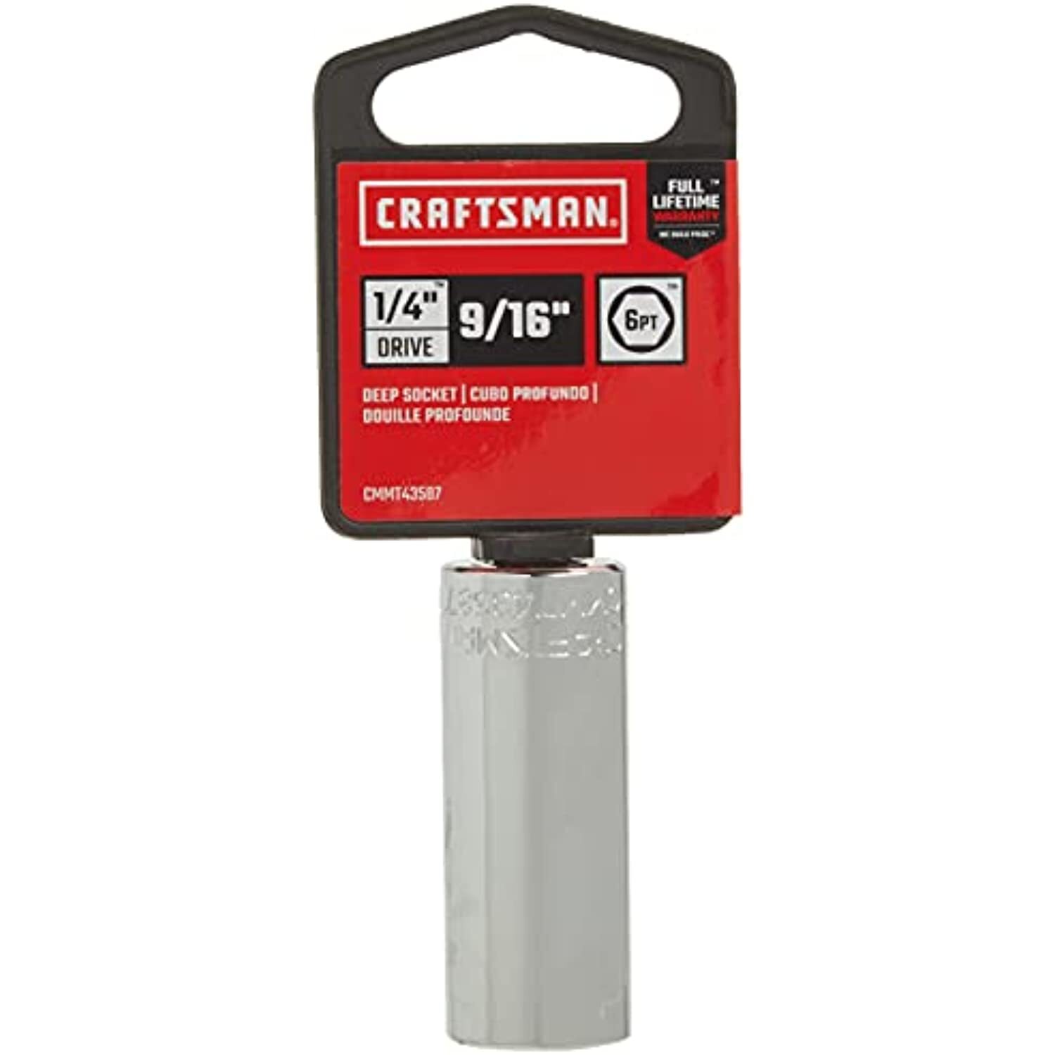 CRAFTSMAN Deep Socket, SAE, 1/4-Inch Drive, 9/16-Inch, 6-Point (CMMT43587)