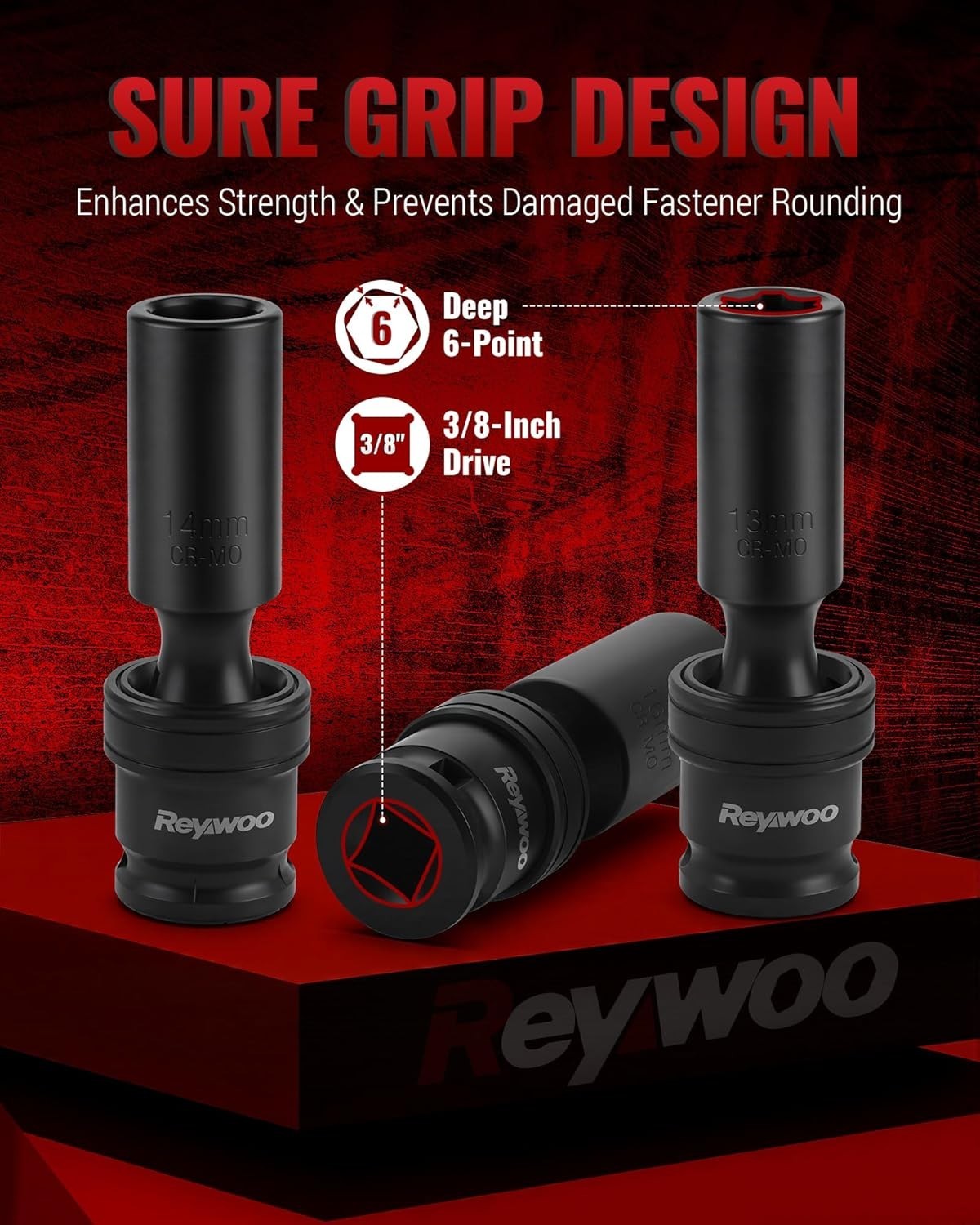 Durable 10-Piece 3/8″ Drive Deep Socket Set with Vibration Absorption Technology