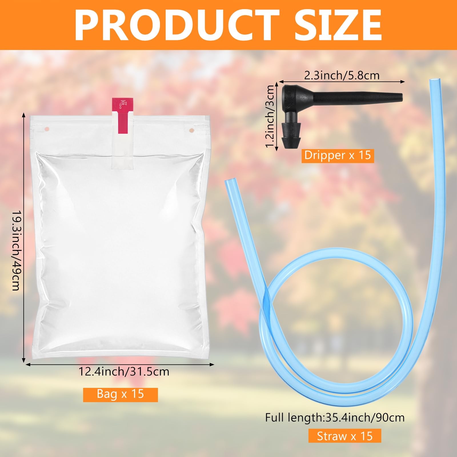 15 Sets Maple Syrup Tree Tapping Kit with Large 8L Collection Bags, 35″ Tubin…