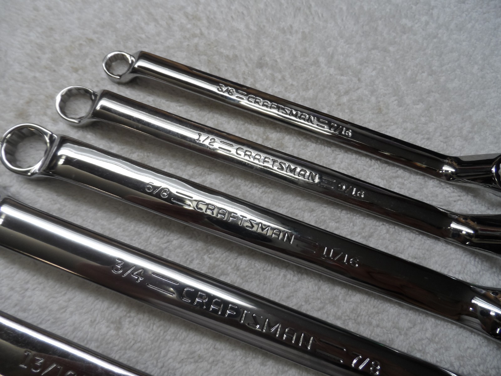 Craftsman Professional USA NOS Deep Offset Full Polish SAE Wrench Set – 5 pcs