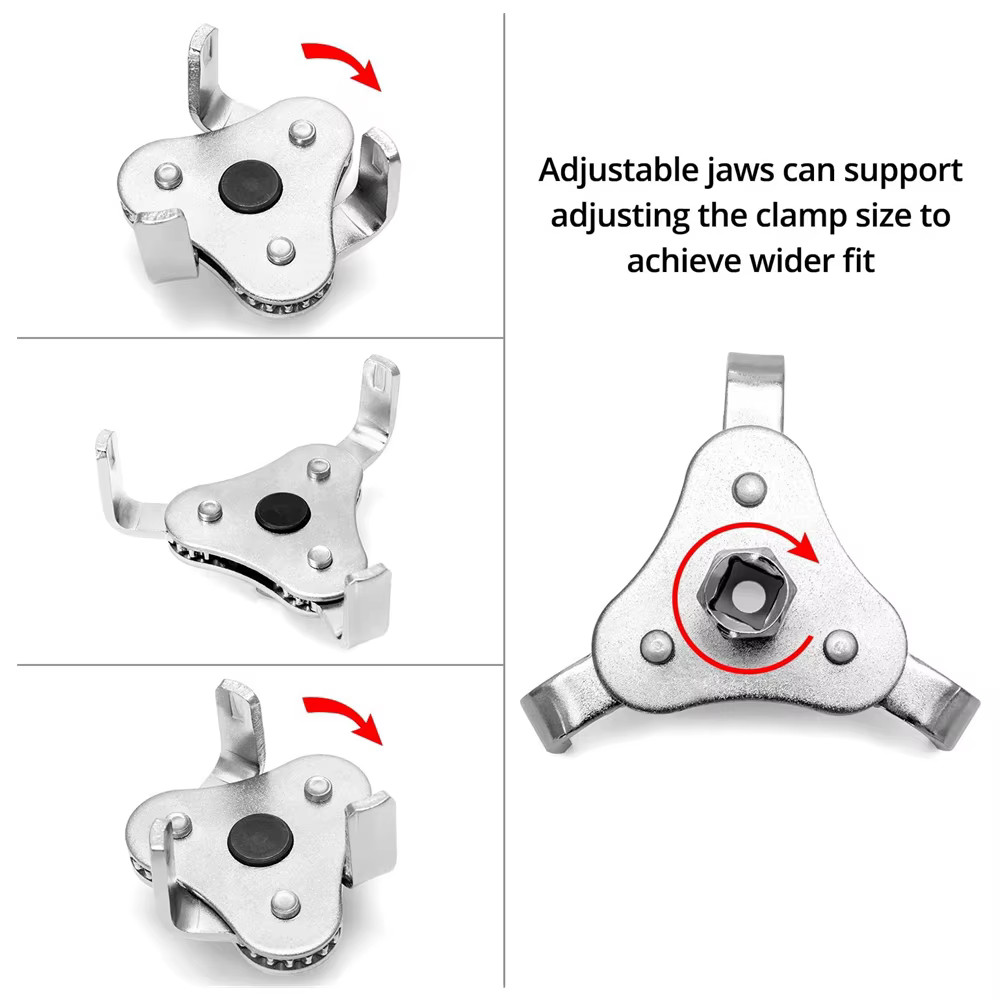 Universal Oil Filter Wrench Three-claw Oil Grid Wrench Two-way Adjustable Filter