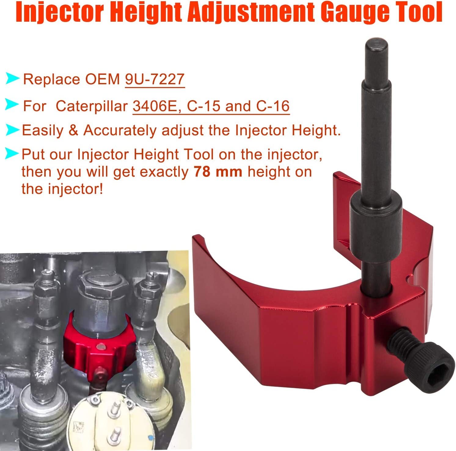 for Caterpillar CAT Injector Height Adjustment Gauge Tool+Engine Barring Socket