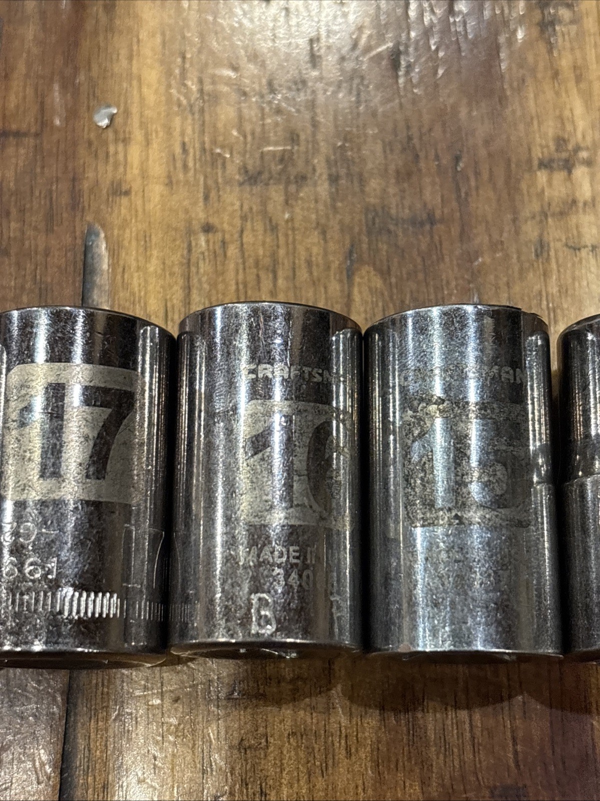 Craftsman 1/2” Laser Shallow Socket Set 9mm – 22mm 1/2” Drive 12pt 11pc USA EUC