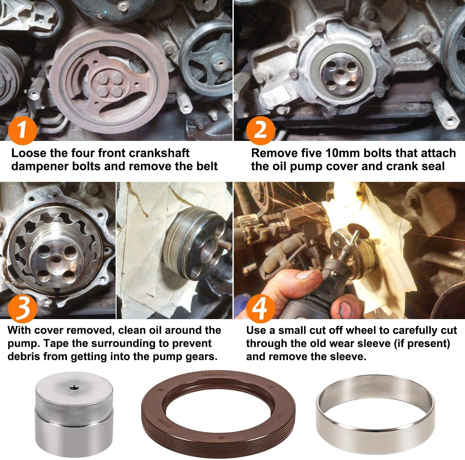6.0L Front Crank Wear Sleeve Installer Kit 303-761 + Crankshaft Rear Main Seal