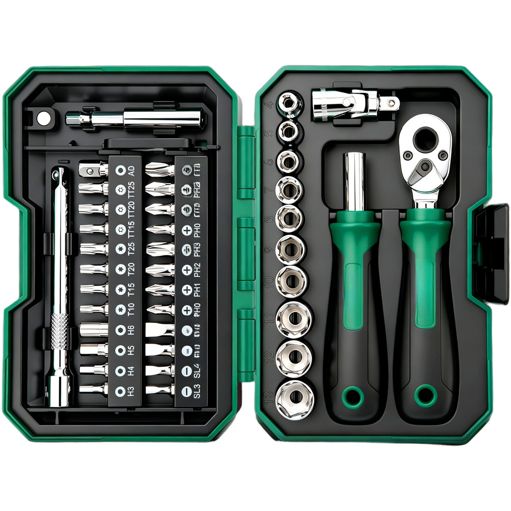 40PC Metric Ratchet Wrench Set 4mm 5mm 6mm 7mm 8mm 9mm 10mm 11mm 12mm 13mm 1/4