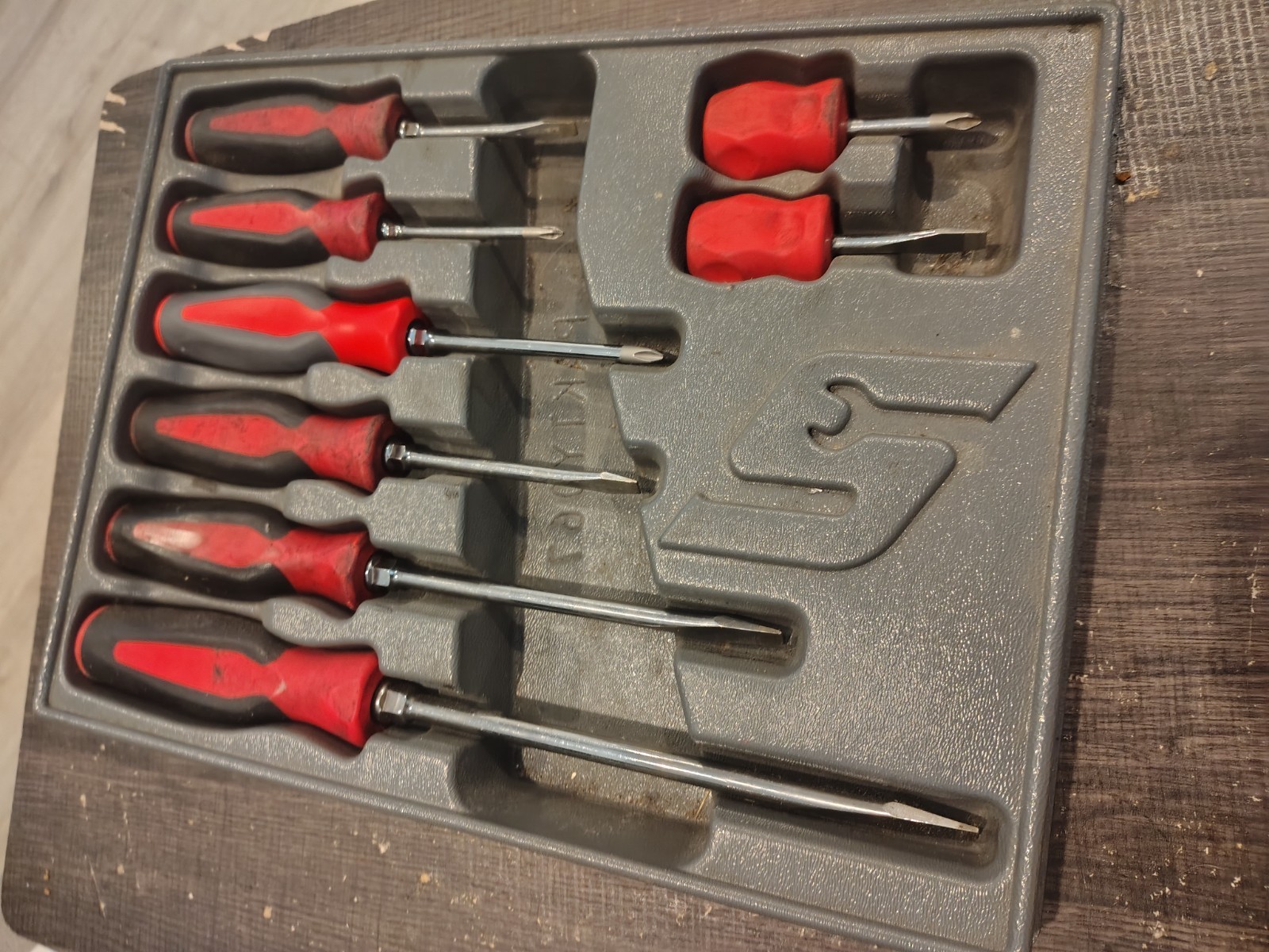 Snap On SGDX80R Red Screwdriver Set 8 Pc Combination Soft Instinct Handle Used