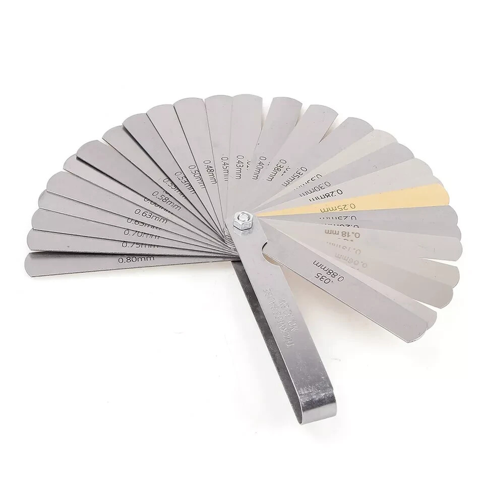 32 Blade Feeler Filler Gauge Spark Plug Gap Metric Imperial Measuring Brass Tool
