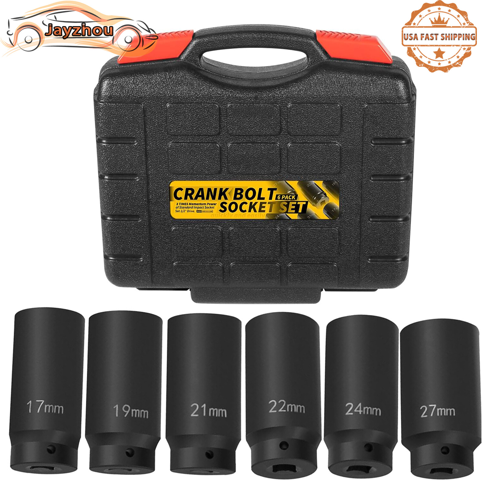 1/2″ Drive Metric Deep Impact Socket Set 17MM 19MM 21MM 22MM 24MM 27MM