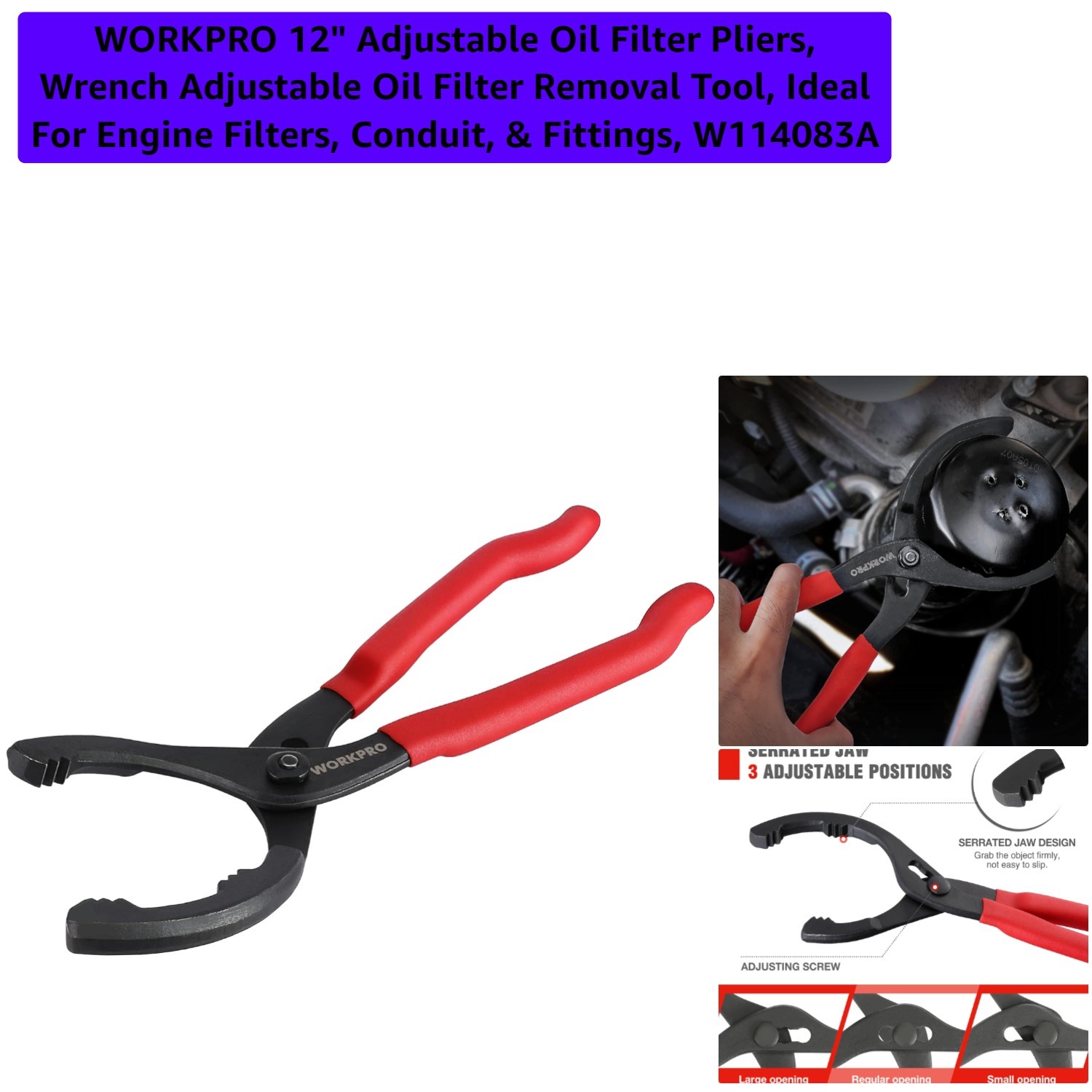 12″ Adjustable Oil Filter Pliers, Wrench Adjustable Oil Filter Removal Tool, …