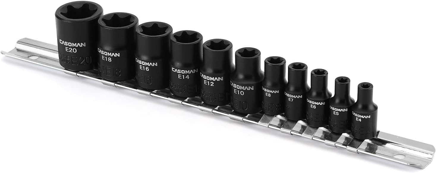Complete E-Torx & Star Socket Set (E4-E20) in Chrome Vanadium Steel