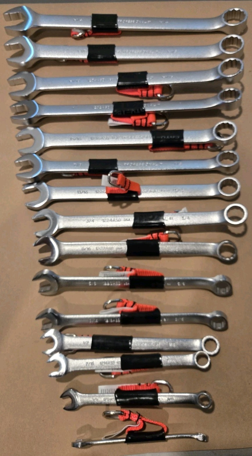 NOS Proto Professional 15PC 5/16″-1-1/4″ 12PT SAE Anti-Slip Combo Wrenchs READ