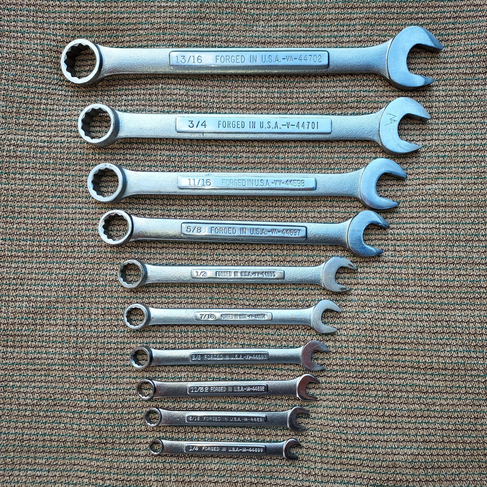 Vtg Craftsman 10 piece SAE combination wrench set 1/4″-13/16″ USA made -VA-VV-V