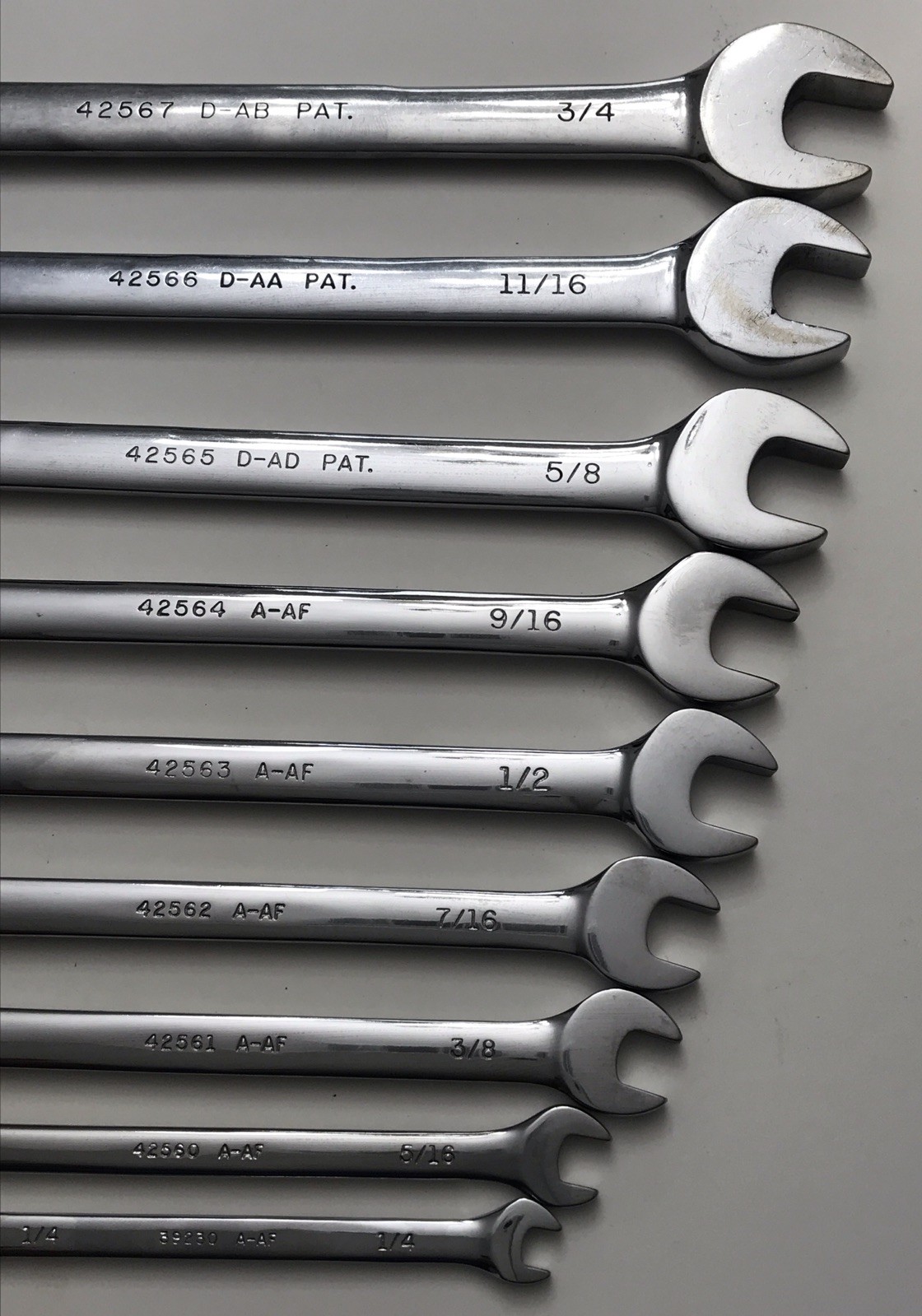 Craftsman Combination Ratchet End Long Wrench Set SAE 3/4″- 1/4” 45660-67, 39230