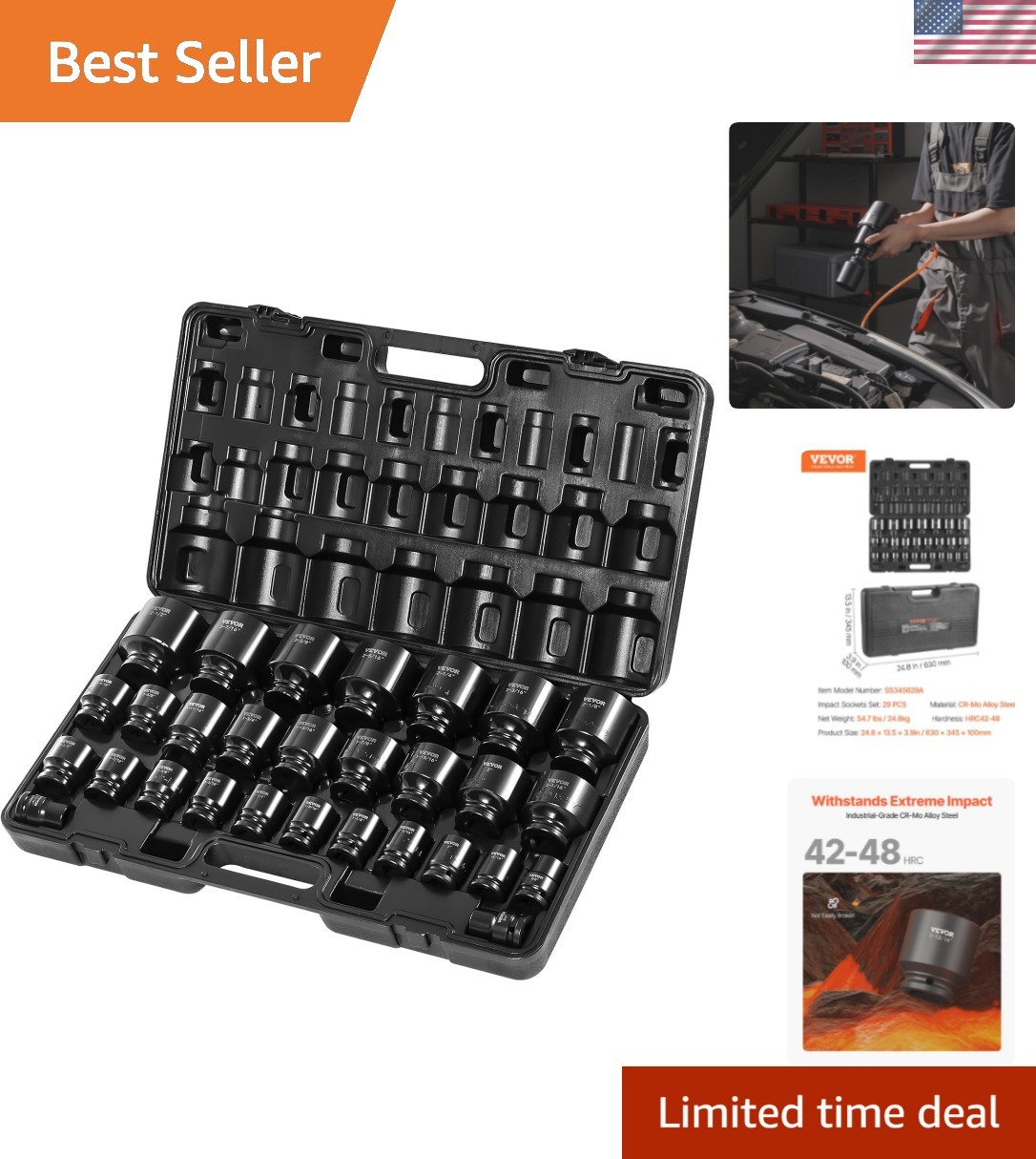 Chrome Molybdenum 29-Piece Impact Socket Set – Superior Performance & Durability