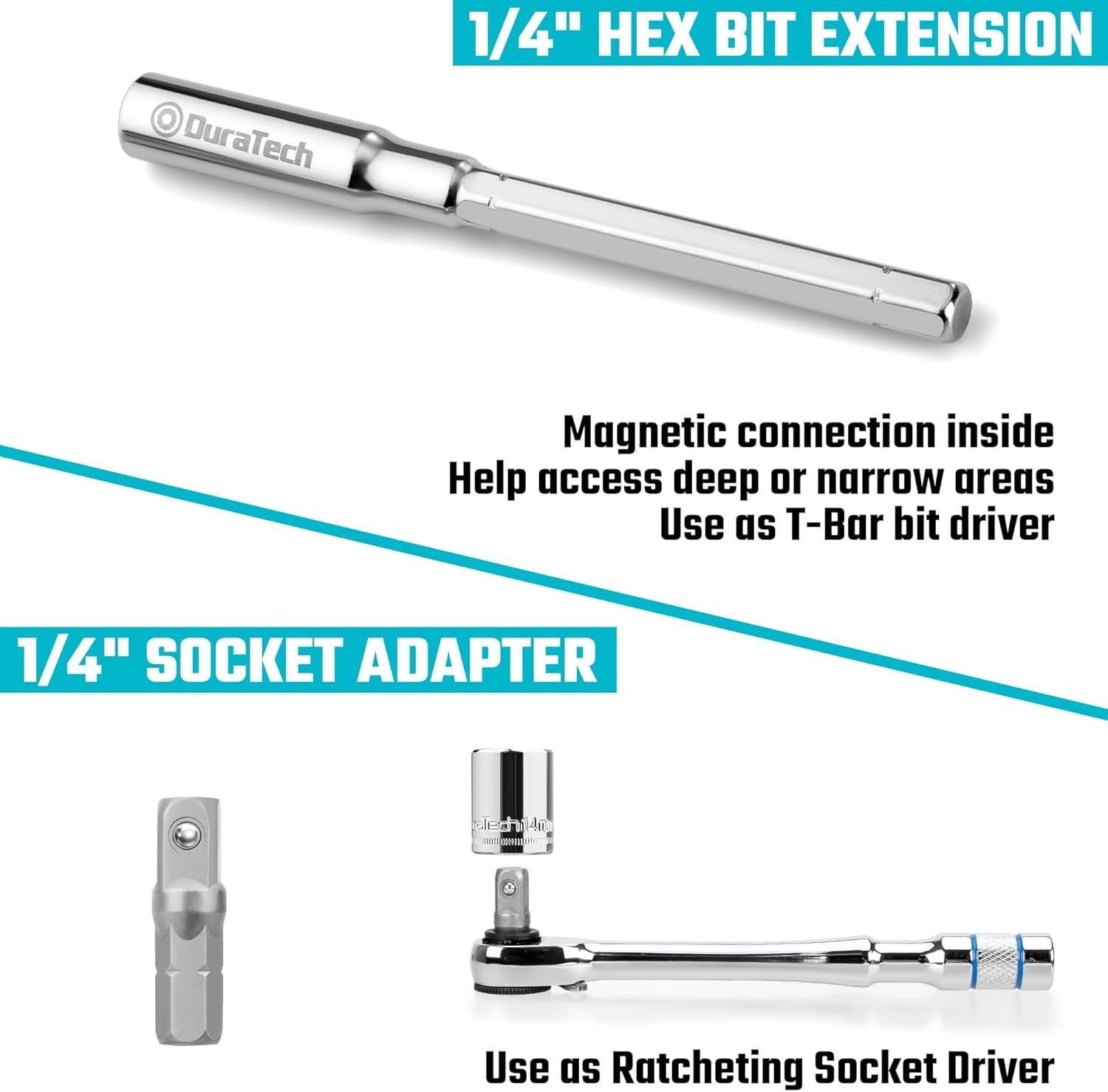 1/4″ T-Handle Ratchet, Mini Ratchet Wrench with Hex Bit Extension and Adapter…