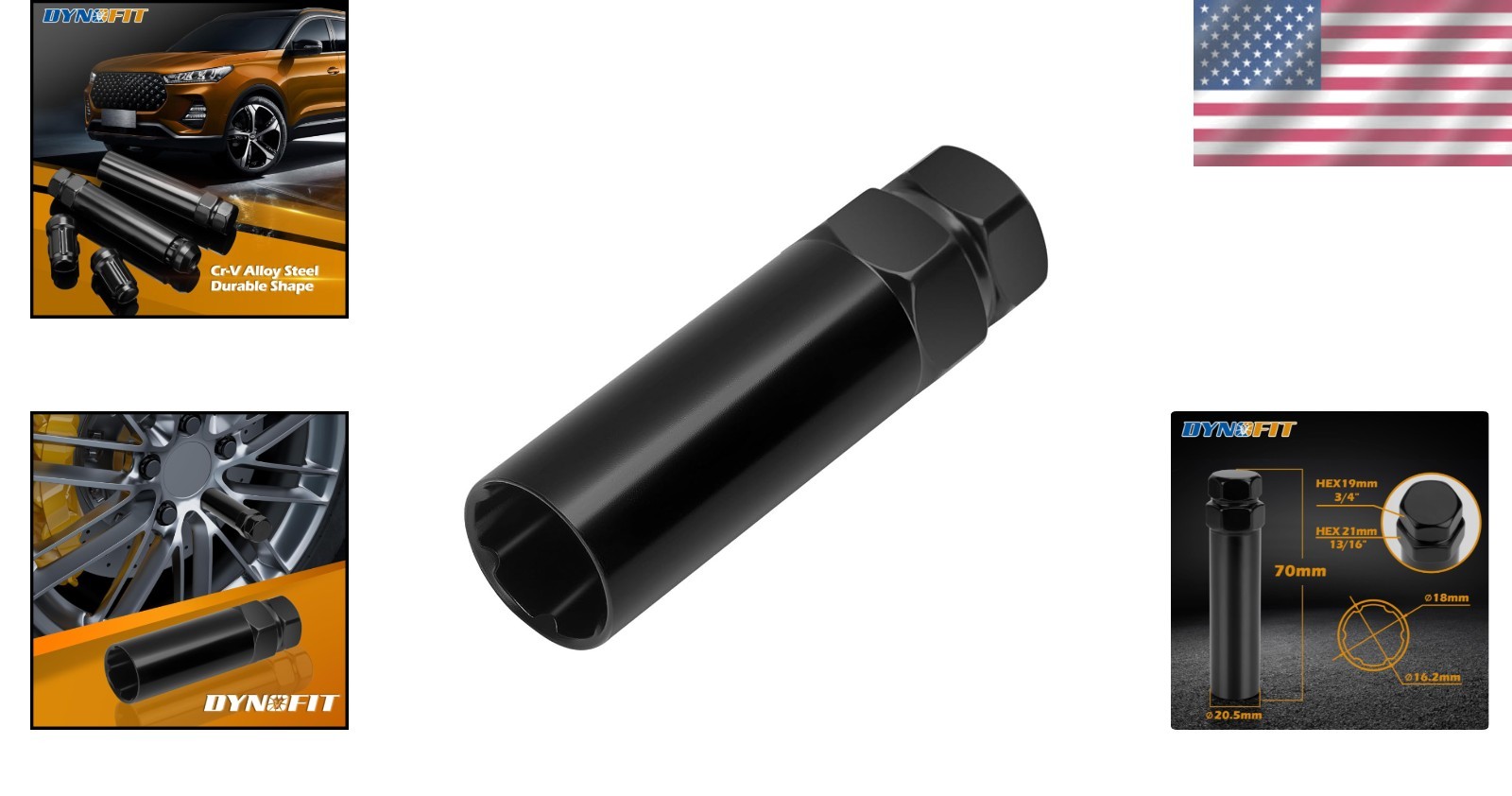 Durable Black Plated 6 Spline Lug Nut Key for Safe and Efficient Installations