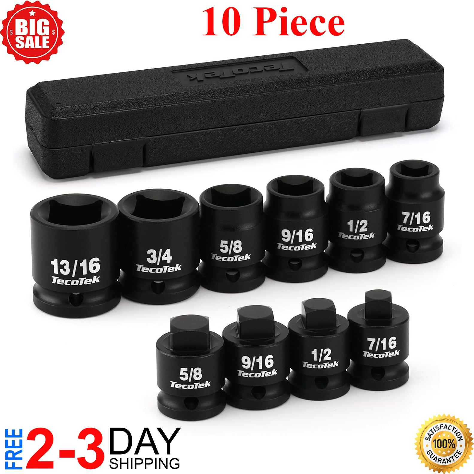 1/2″ Drive Pipe Plug Socket Set, Square Drive Socket, 10-Piece, SAE, 4 Point…